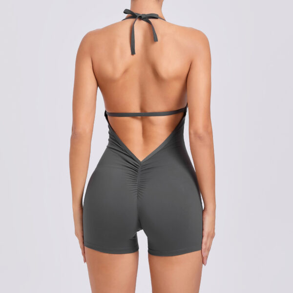 Yoga Pants Halter Neck Jumpsuit Beauty Back Shorts High Elastic One-piece Fitness For Womens Clothing - Image 4