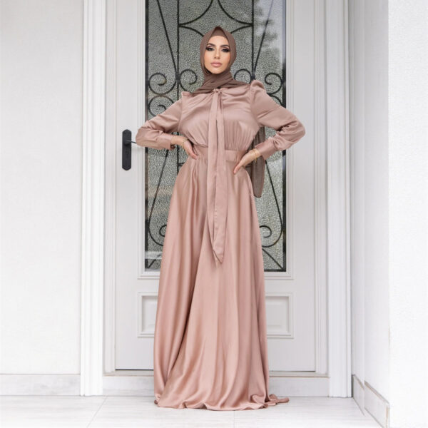 Fashion Large Hem Satin Dress - Image 3